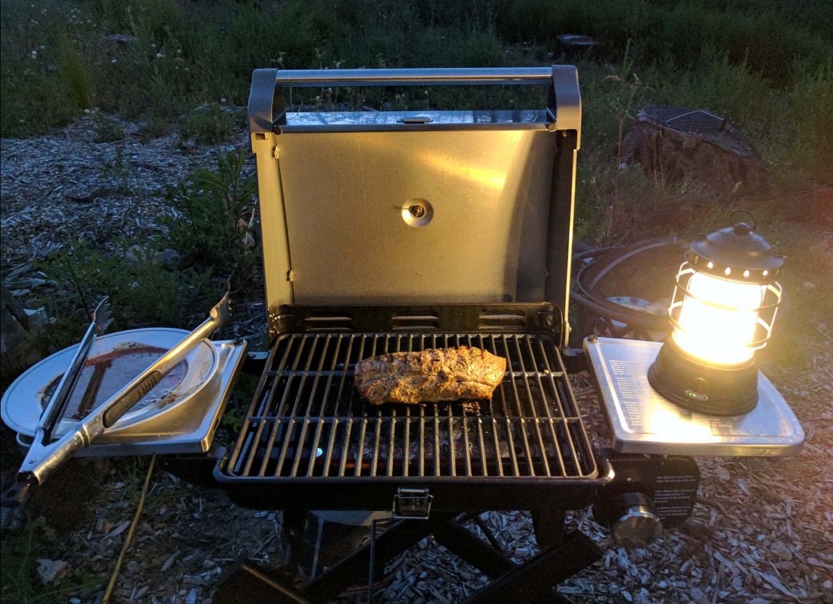 Cuisinart All Foods Roll-Away Review (The side tables on the Cuisinart All Foods Roll Away sure come in handy! Seen here with the Barebones Forest lantern.)
