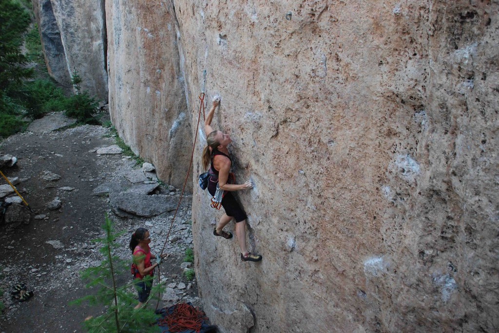 petzl arial - cam mckenzie ring staring down her project on the arial. this rope...