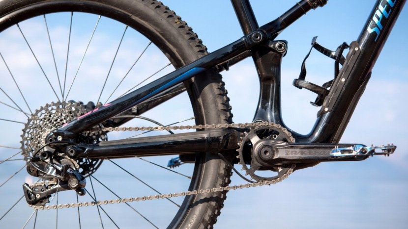 the 28-tooth chainring on the sram gx 11-speed drivetrain is so...