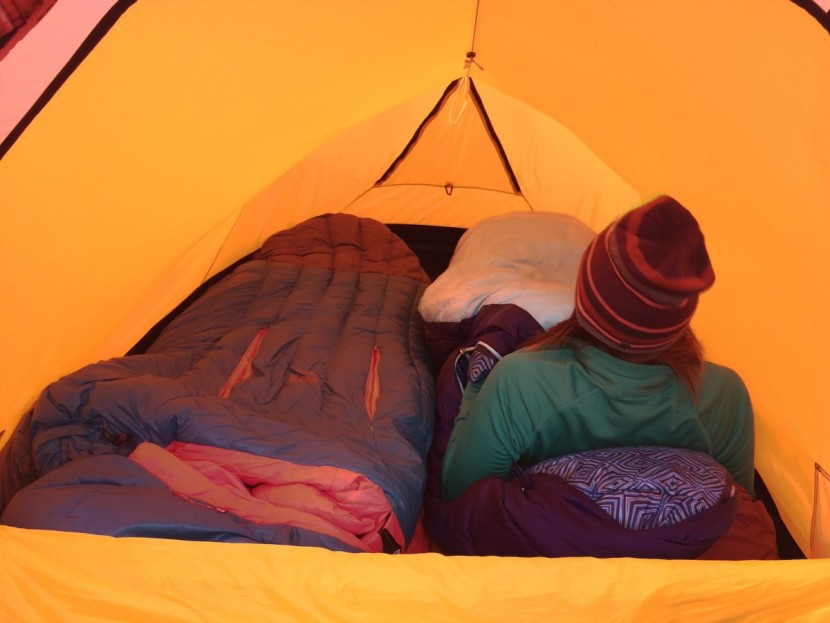 marmot trestles 15 for women - getting snuggled in for the night in the marmot trestles.