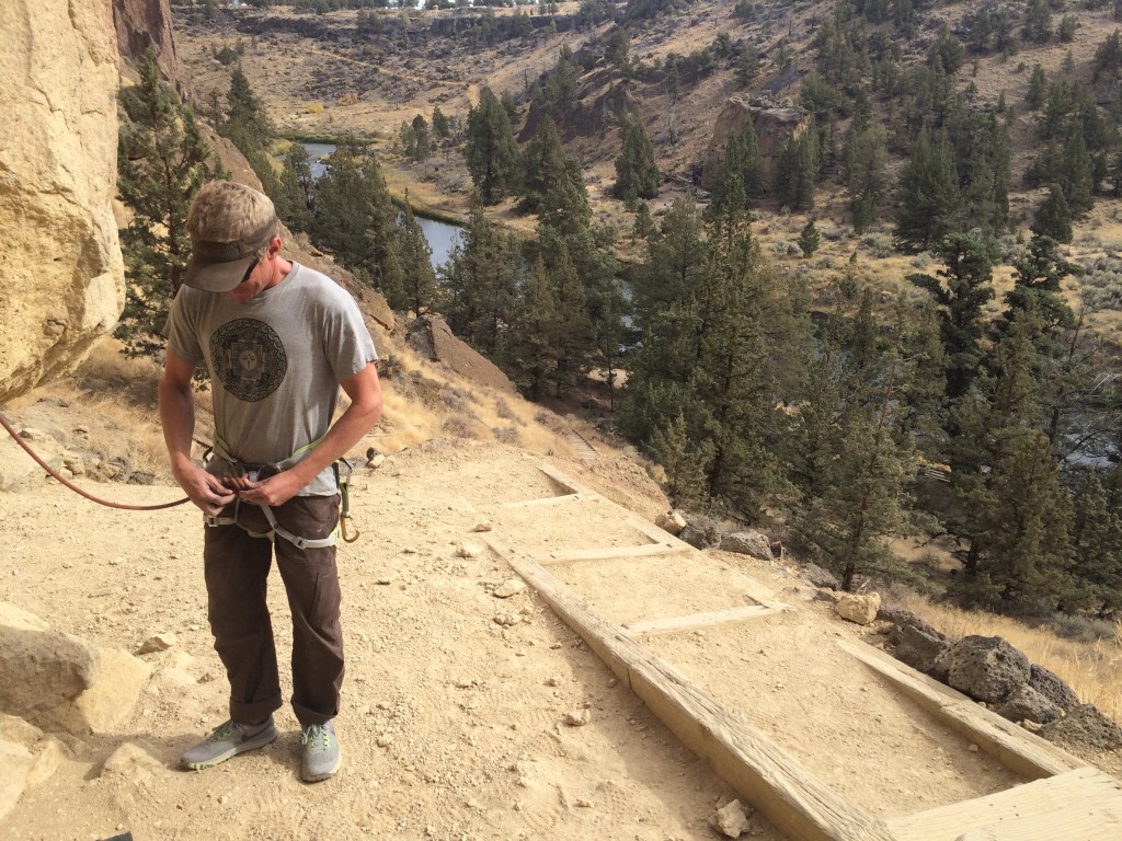 petzl corax - roping up for another fine pitch at smith rock state park, or, while...
