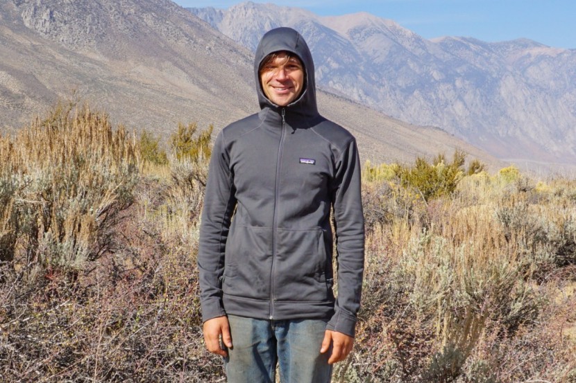 patagonia crosstrek hoody - this jacket has long cut at the hem so it fits well under backpack...