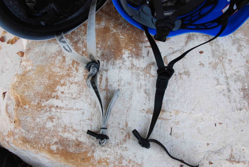 camp usa armour - on the armour (left), the chin strap doubles up through the buckle...