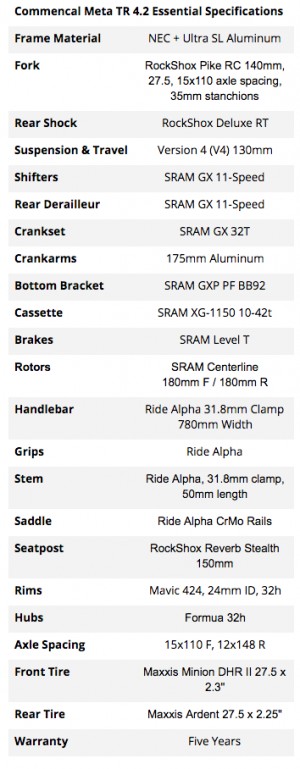 commencal meta tr 4.2 essential 2017