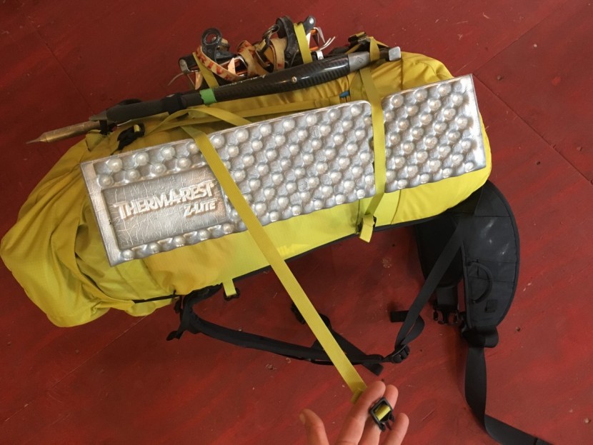 black diamond speed 50 - the top side straps slide through as one continuous piece of webbing...