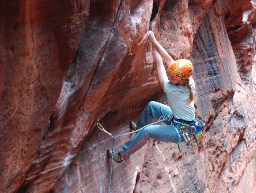 climbing helmet - pro climber libby sauter wears a helmet no matter if she's climbing...