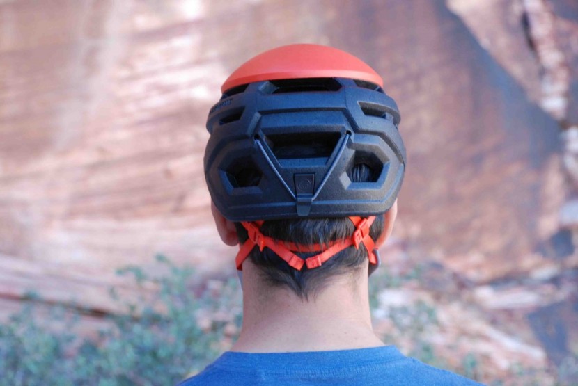climbing helmet - fabric straps are generally the most comfortable tightening devices...