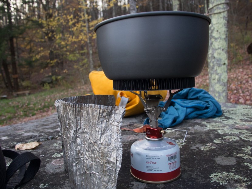 optimus terra he cookset - close up of the he ring optimus uses to make the terra pot set boil...