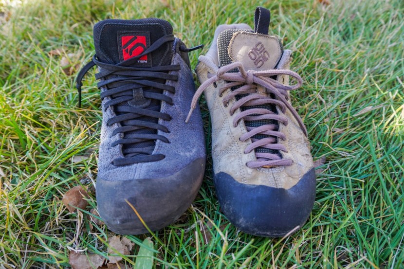 five ten guide tennie - the latest version (left) next to the original guide tennie.