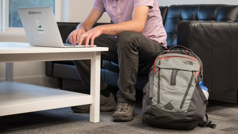 the north face surge - the suspended laptop sleeve in the back compartment keeps your...