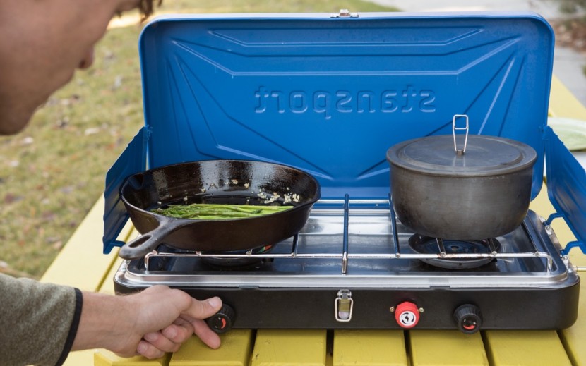 stansport outfitter series 2-burner - if you like cooking more than just franks and beans at your campsite...
