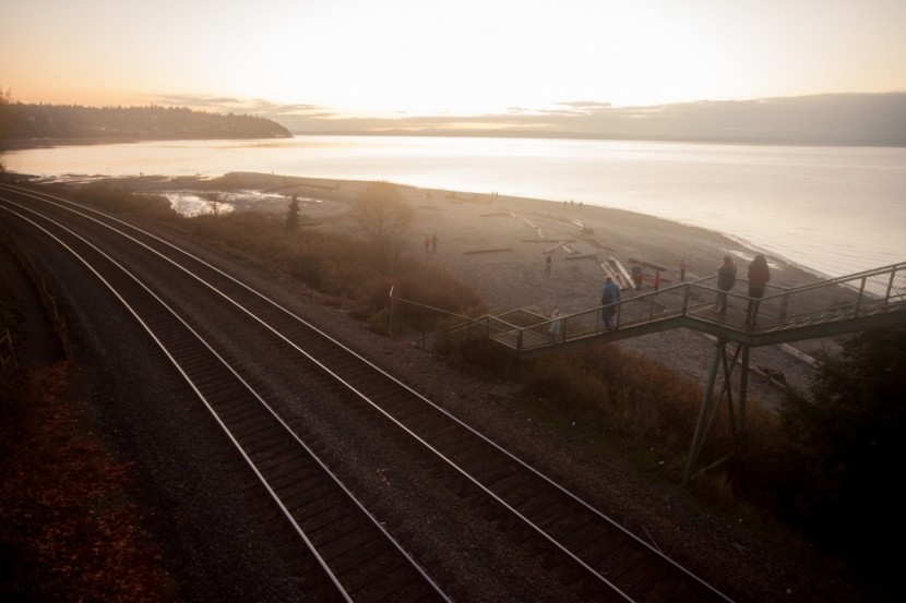 rain boots men - the puget sound on a cold, clear, and blustery evening.