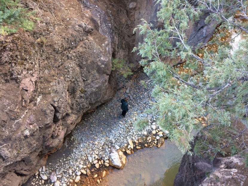 arc'teryx perimeter - during a time of low water, checking out the rock at the bottom of...