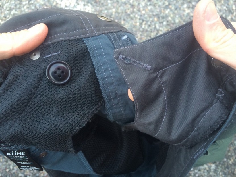 kuhl kontra air - a feature found on many kuhl pants, here shown on the kontra air...