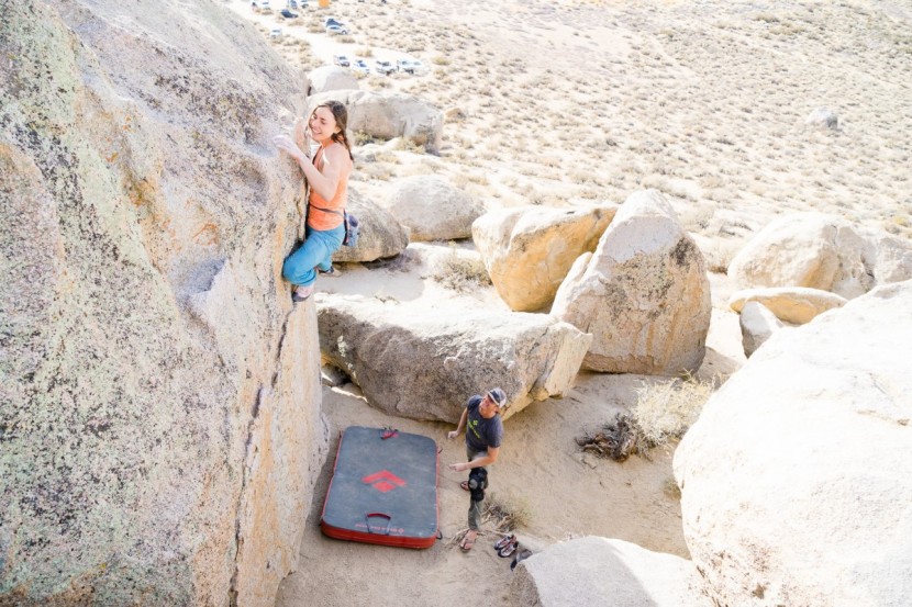 la sportiva kataki for women - topping out on one of our favorite highball problems while testing...