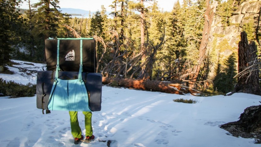 bouldering crash pad - we liked the mad rock duo's system for carrying a second pad.