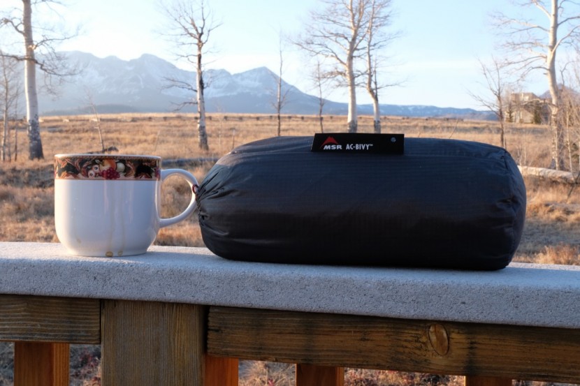 msr ac bivy - the ac is a tight fit in its small pouch, but well worth the effort...