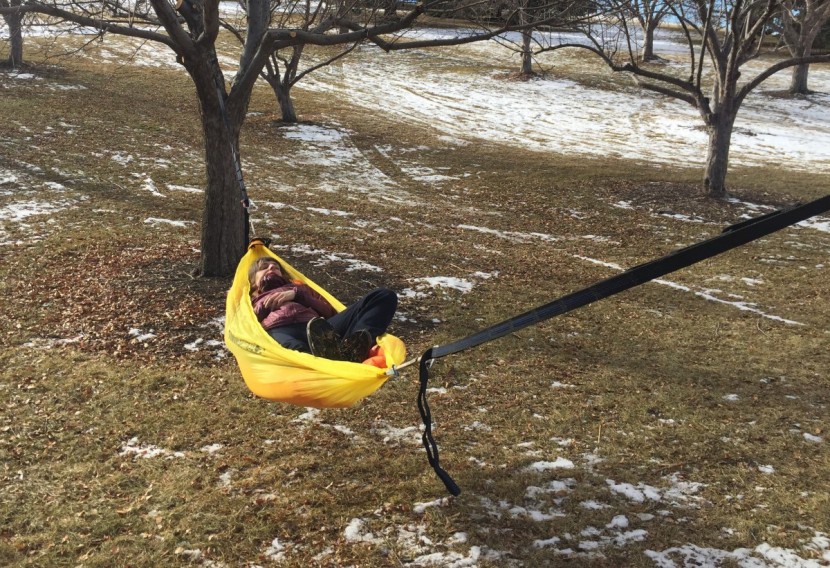 sea to summit ultralight - when sitting upright or laying on our backs, this hammock was fine...