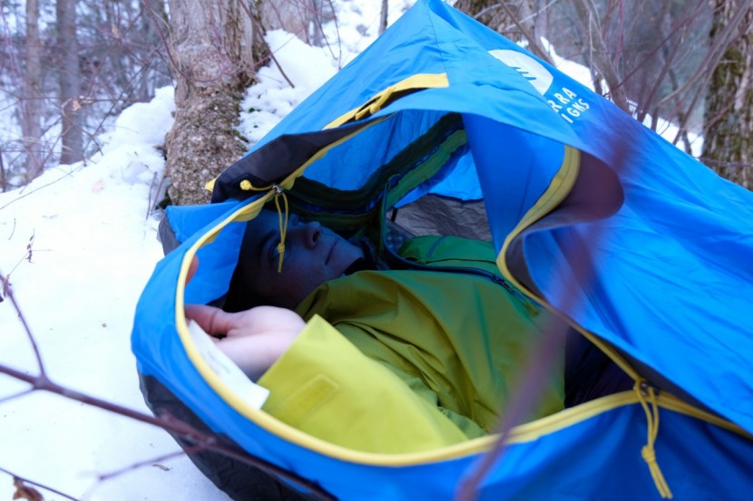 bivy sack - the extra space created through this simple system was enough for us...