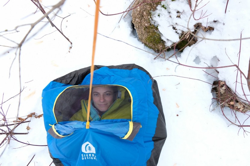 bivy sack - the slight difference of having the bug net/ventilation elevated...