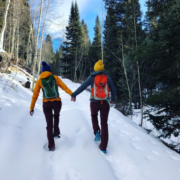 outdoor research ascendant hoody for women - here we wear the or ascendant on a snowy (yet warm) hike with friends.
