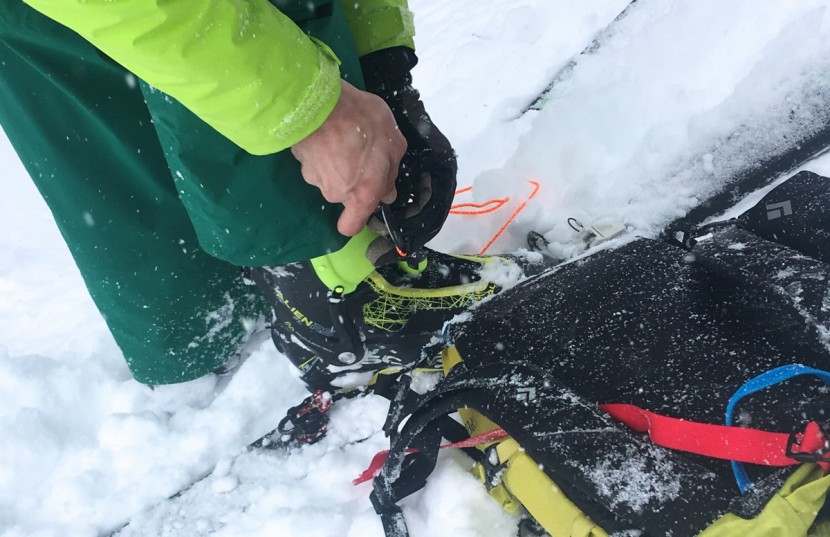 scarpa alien rs - the cord closure of the alien cuff can fail. here, it failed at the...