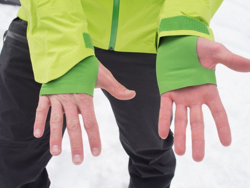 norrona lofoten gore-tex pro shell - the lofoten's internal wrist gaiters are built in. most dig these...