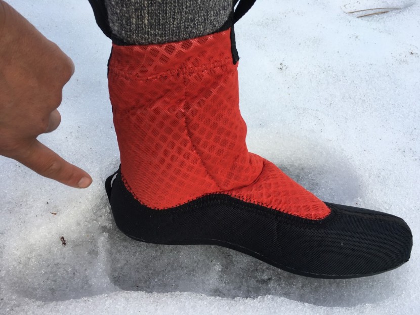 arc'teryx acrux ar - the sock-like inner boot of the acrux. note the pull loop at the...