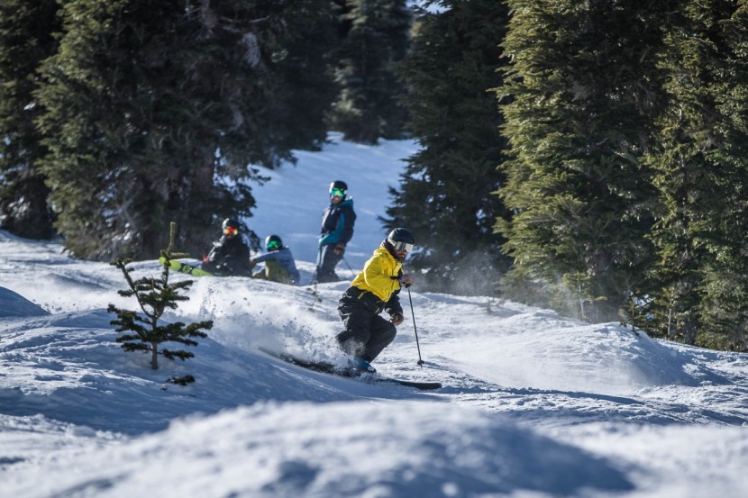 dynastar legend x96 - we look on in awe as our fellow tester slays some bumps on the legends