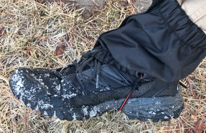 gaiters - hiking gaiters like this one don't ride up your leg nearly as high...