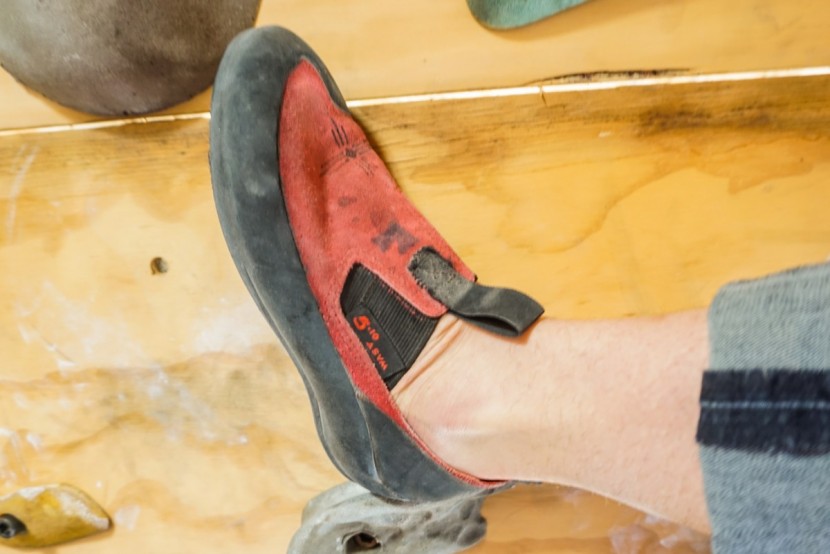 five ten moccasym - the easy on and off of this slipper comes at a price. the heel is...