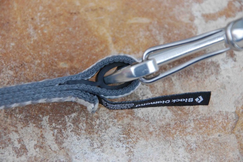 black diamond oz quickdraw - the "straightjacket" rubber keeper is sewn into the sling and is low...