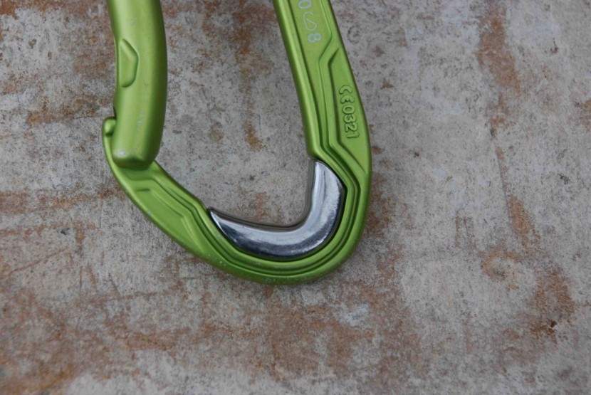 edelrid bulletproof quickdraw - the bottom carabiner on the bulletproof quickdraw. the stainless...