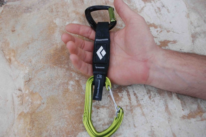 black diamond livewire quickdraw - the dogbone is extra-wide, which we loved, but then bd had to go and...