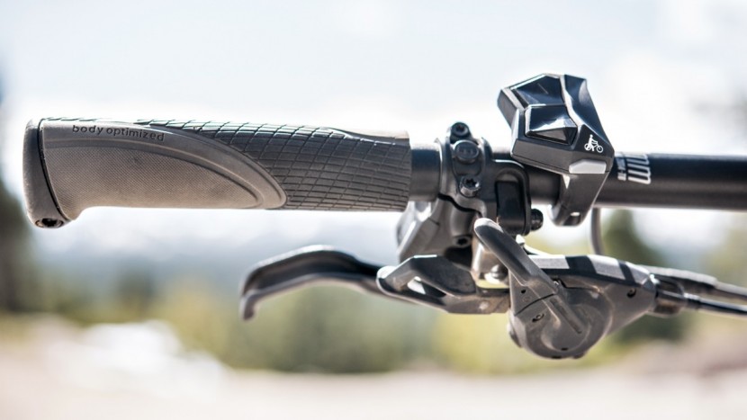 haibike xduro allmtn 8.0 2018 - the left side of the haibike's handlebar, unnecessarily cluttered by...
