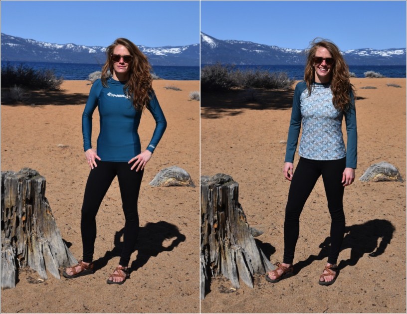prana charline sun top - the prana charline (right; size xs) and the o'neill basics (left;...