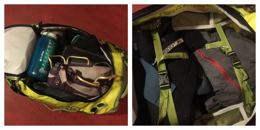 osprey transporter 40 - the internal compression straps helped keep our folded clothing...