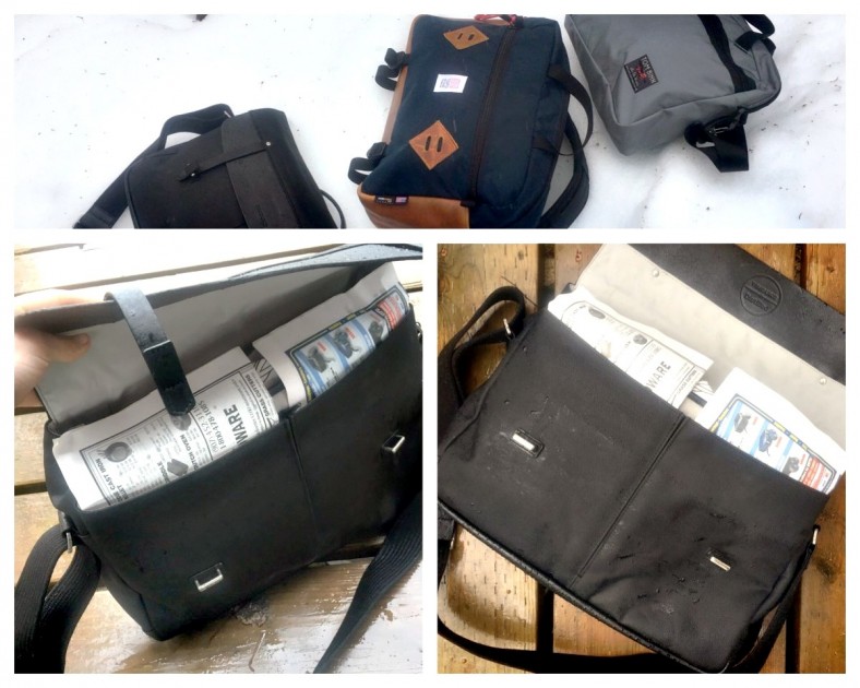 timbuk2 proof - for the weather test, we tossed the proof out on a snow bank in the...