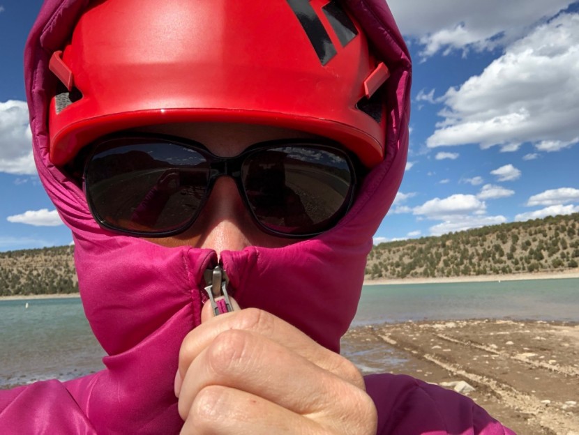 patagonia hyper puff hoody for women - helmet compatible? yes, ma'am!