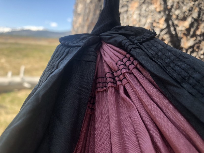 bear butt double - triple stitching secures the end of the bear butt double.