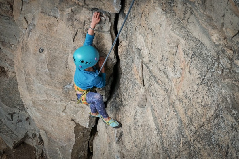 climbing shoes kids - a little mix of moderate face and crack pose no problems for the...