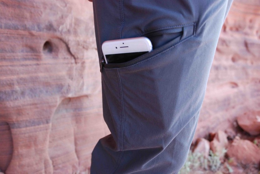 you can squeeze a smartphone into the zippered side pocket.