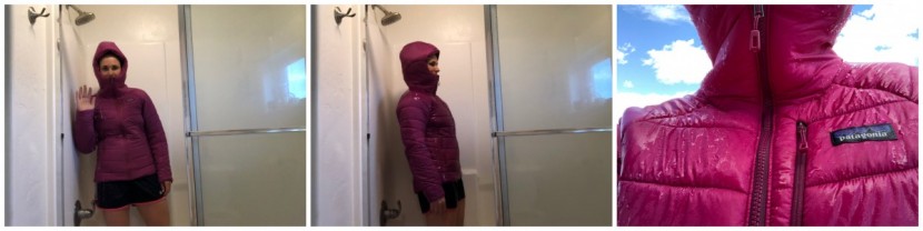 patagonia hyper puff hoody for women - a little look at the water resistance of this jacket during our...