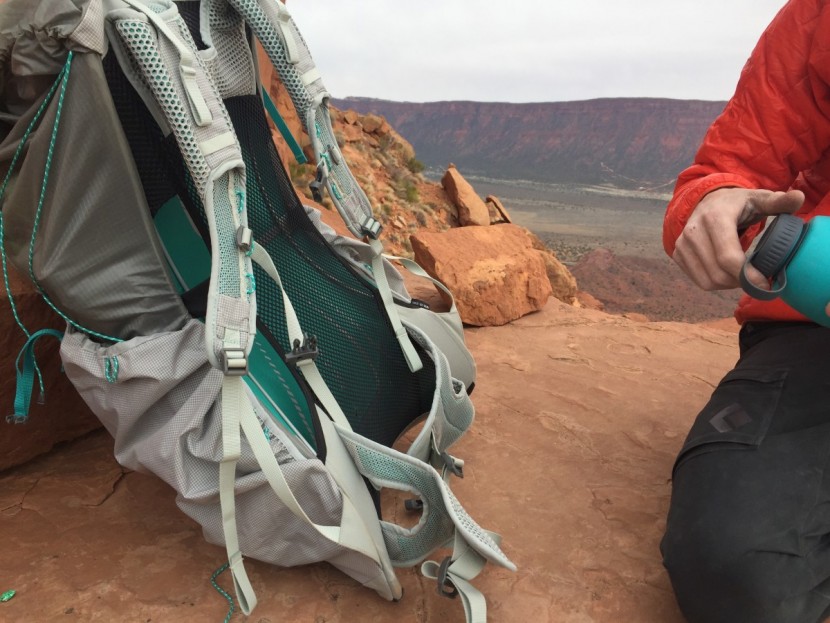 osprey lumina 45 - the slim hip belt and shoulder straps of the lumina are shown above...