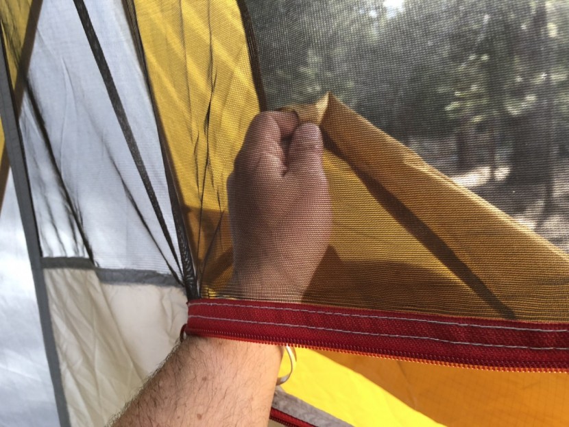 eureka boondocker hotel 6 - the rain fly window is reached through a somewhat awkward zipper on...