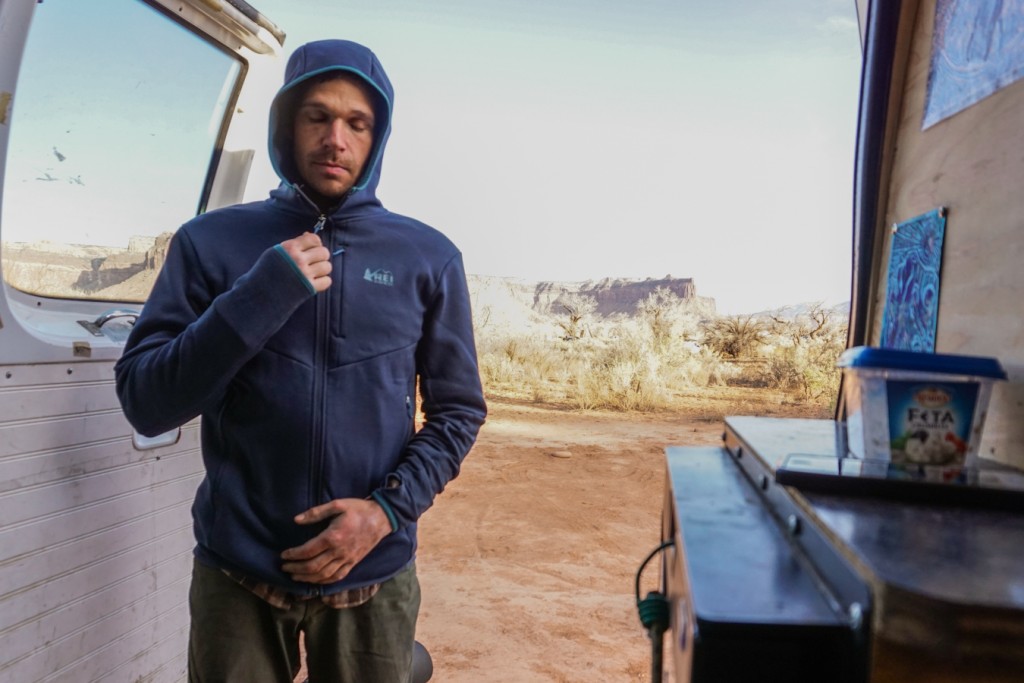 rei co-op hyperaxis hoody - it's easy to wear a cozy flannel under this jacket.