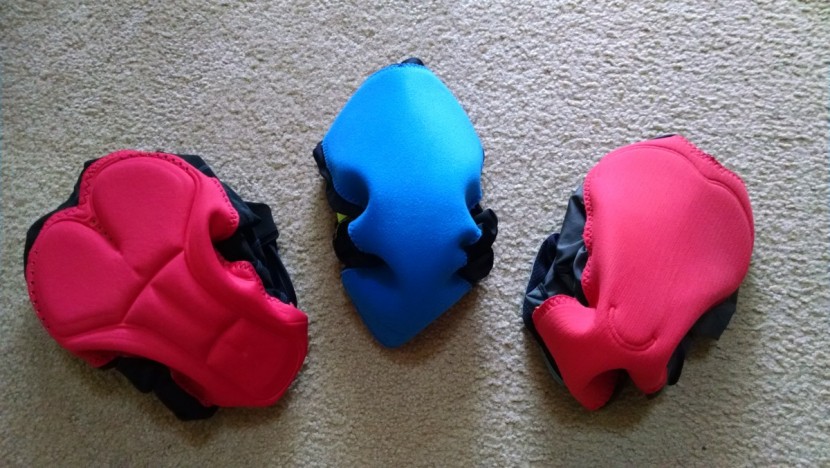 pearl izumi quest splice bib - chamois pads from left to right: louis garneau fit sensor 2, pearl...