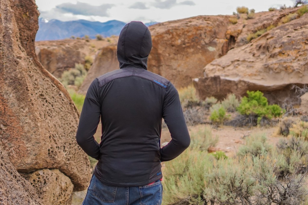 outdoor research deviator hoody - insulating business in the front, moisture wicking breathable party...