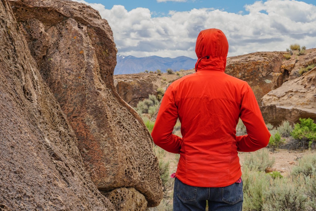 arc'teryx procline hybrid hoody - polartec power stretch under the arms for breathability.