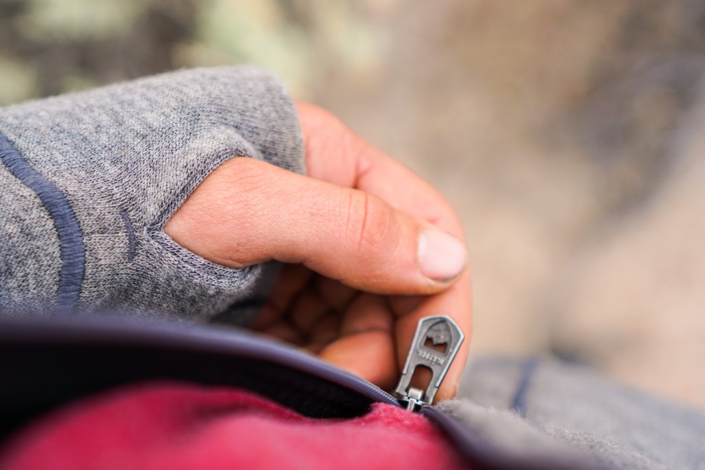 kuhl interceptr - the alfpaca knit fleece design looks like wool but isn't itchy.